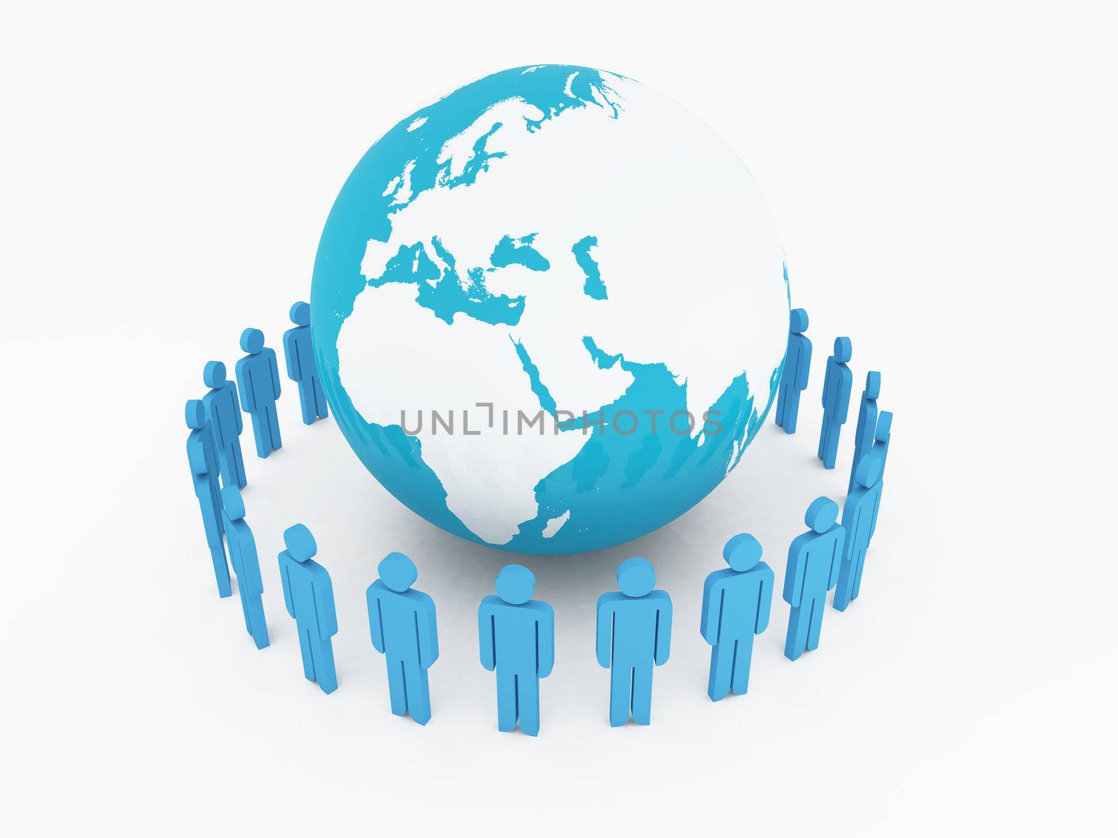 Global communication network on white background.