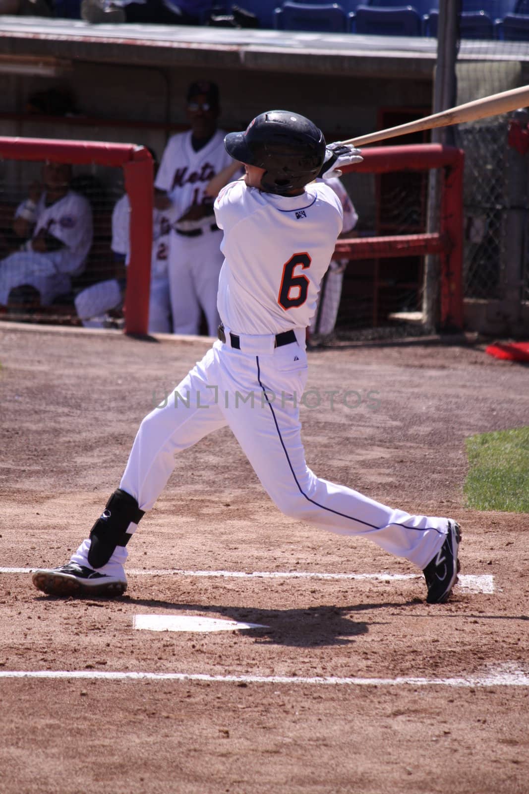 BINGHAMTON, NY - JUNE 14: Binghamton Mets Reese Havens swings hard against the Reading Phillies at NYSEG Stadium on June 14, 2012 in Binghamton, NY
