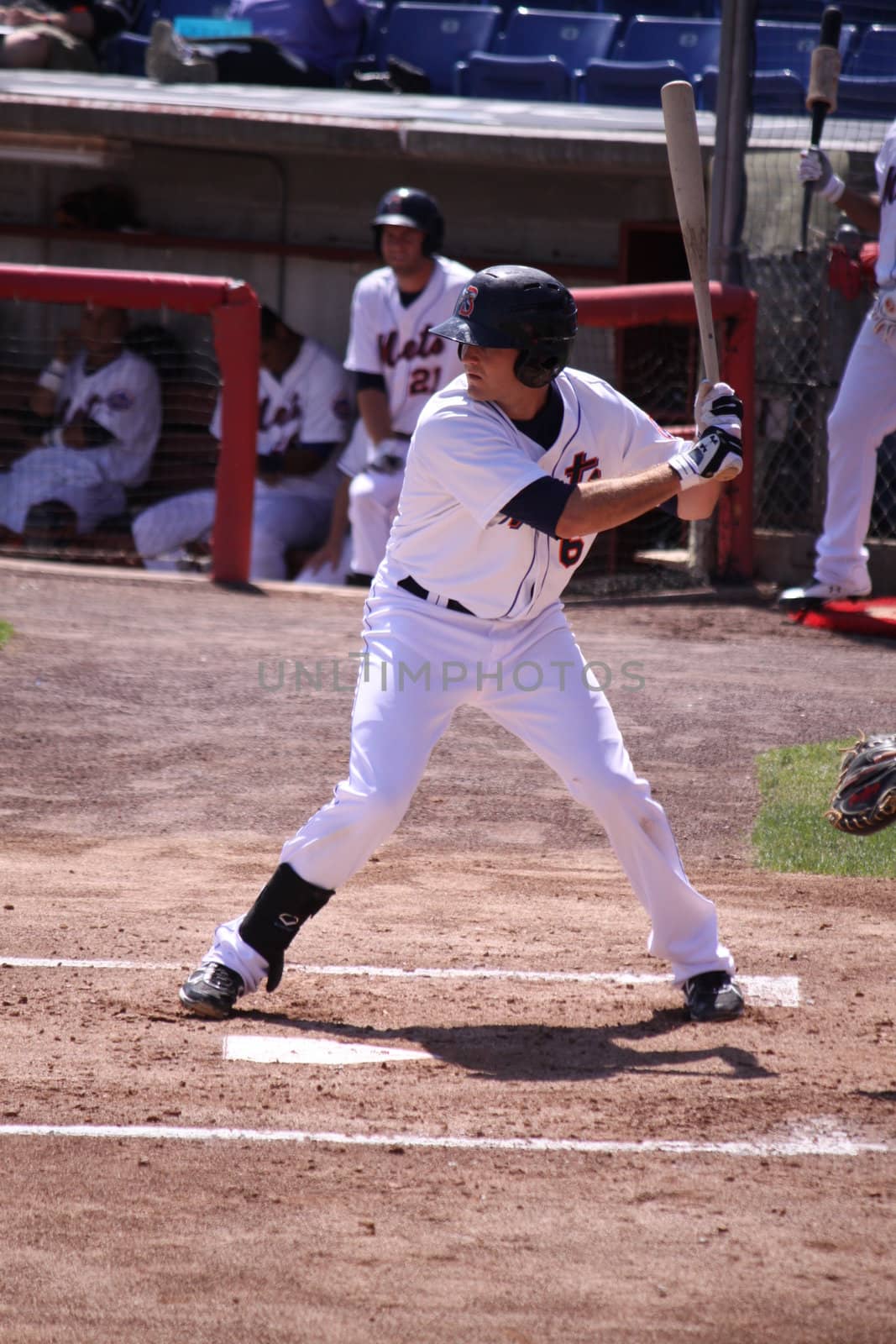 BINGHAMTON, NY - JUNE 14: Binghamton Mets Reese Havens stands in the batter's box ready to hit against the Reading Phillies at NYSEG Stadium on June 14, 2012 in Binghamton, NY
