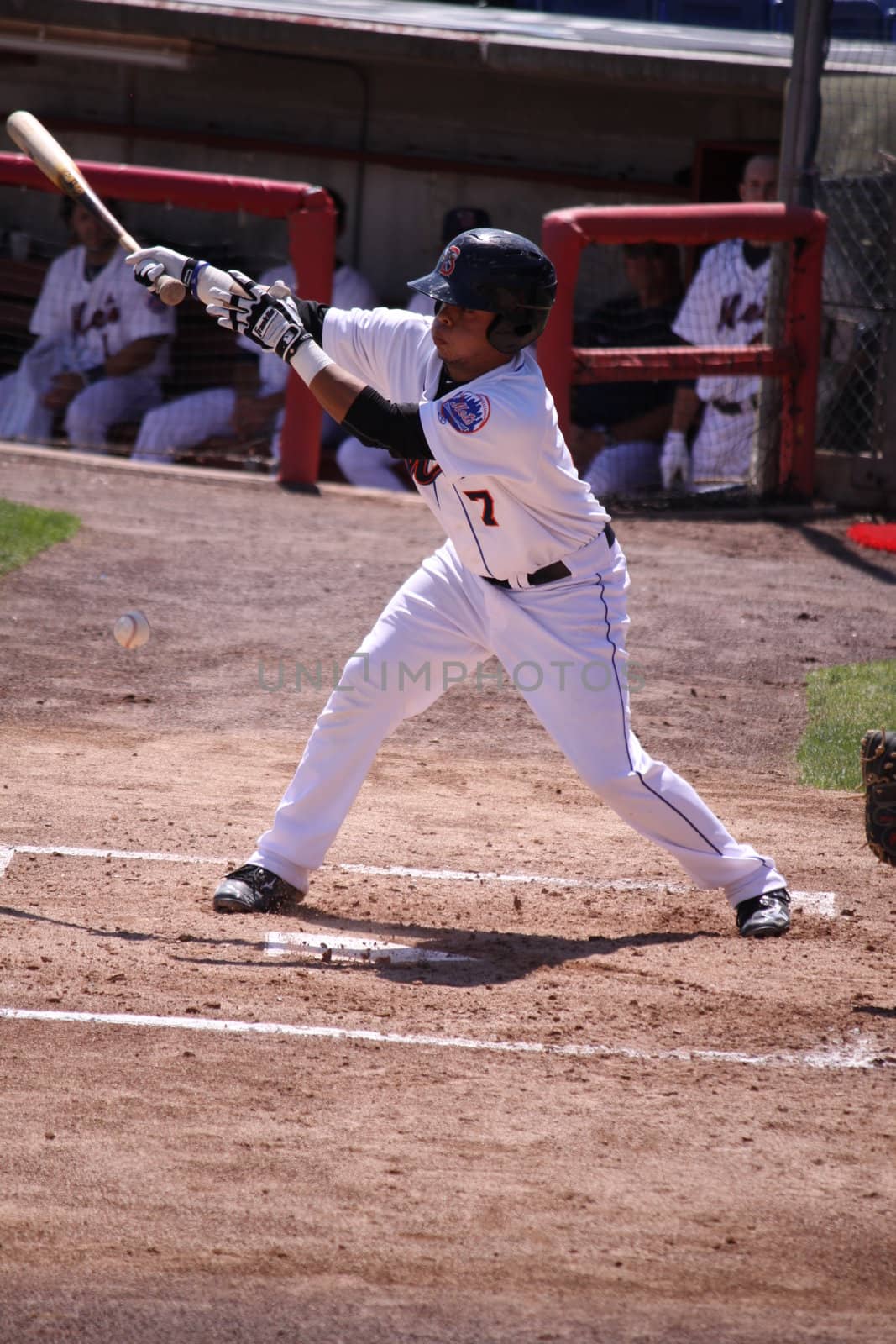 BINGHAMTON, NY - JUNE 14: BINGHAMTON, NY - JUNE 14: Binghamton Mets' catcher Juan Centeno swings and connects against the Reading Phillies at NYSEG Stadium on June 14, 2012 in Binghamton, NY  swings and connects against the Reading Phillies at NYSEG Stadium on June 14, 2012 in Binghamton, NY