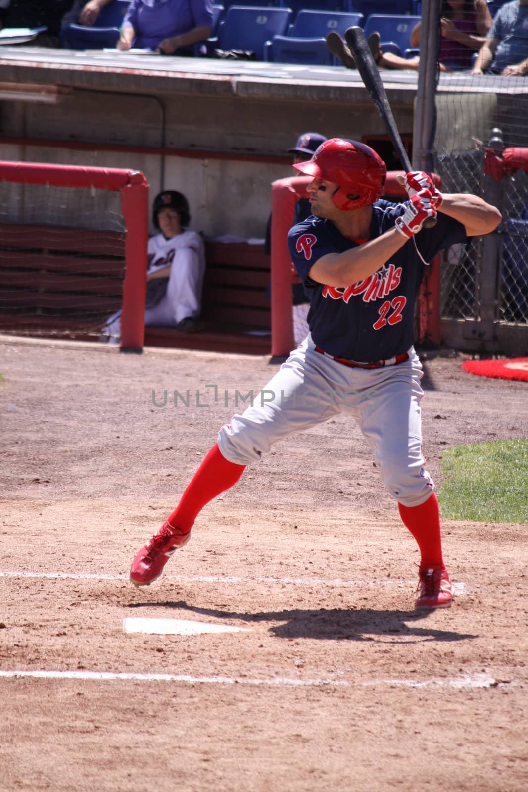 BINGHAMTON, NY - JUNE 14: Reading Phillies' Brandon Tripp waits for a pitch against the Binghamton Mets at NYSEG Stadium on June 14, 2012 in Binghamton, NY