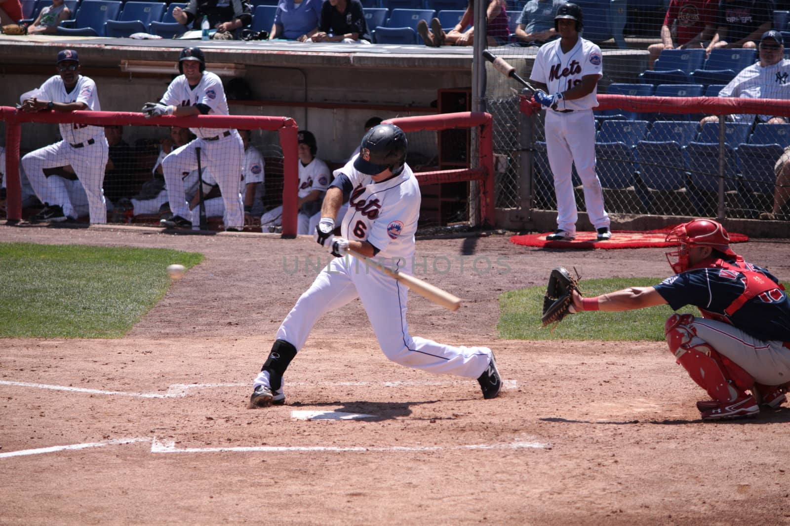 BINGHAMTON, NY - JUNE 14: Binghamton Mets Reese Havens swings against the Reading Phillies at NYSEG Stadium on June 14, 2012 in Binghamton, NY