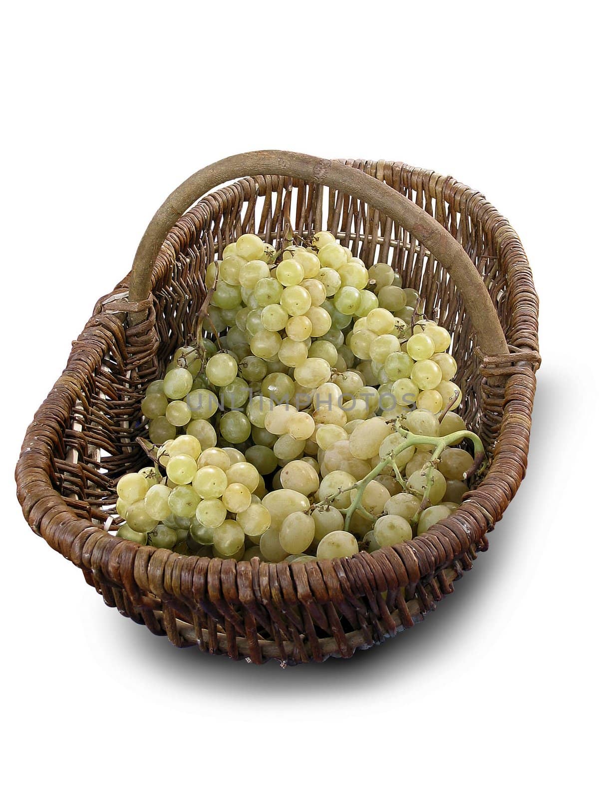 Wicker basket with grapes by Baltus