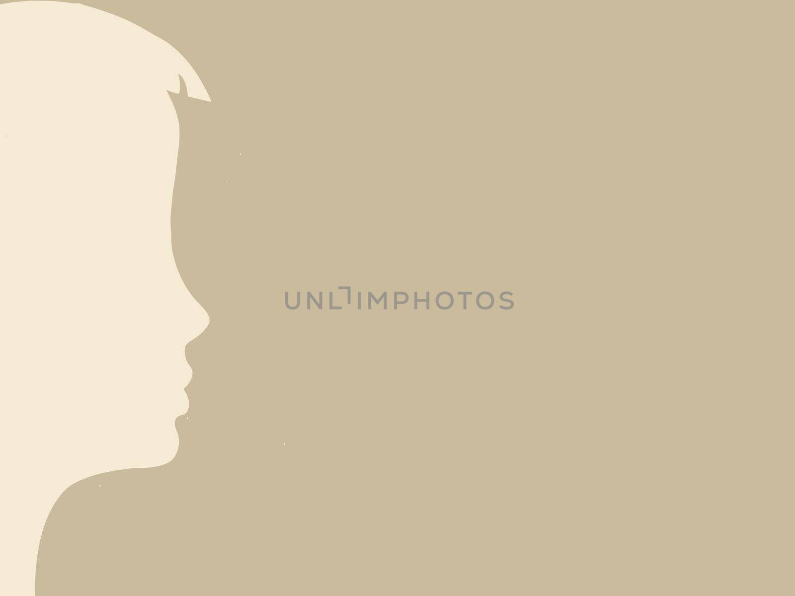 head silhouette on brown background