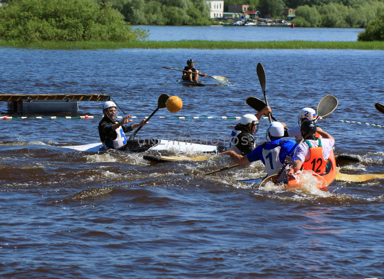 VELIKIJ NOVGOROD, RUSSIA - JUNE 10: The second stage of the Cup of Russia in canoe polo in Velikij Novgorod, Russia at June 10, 2012