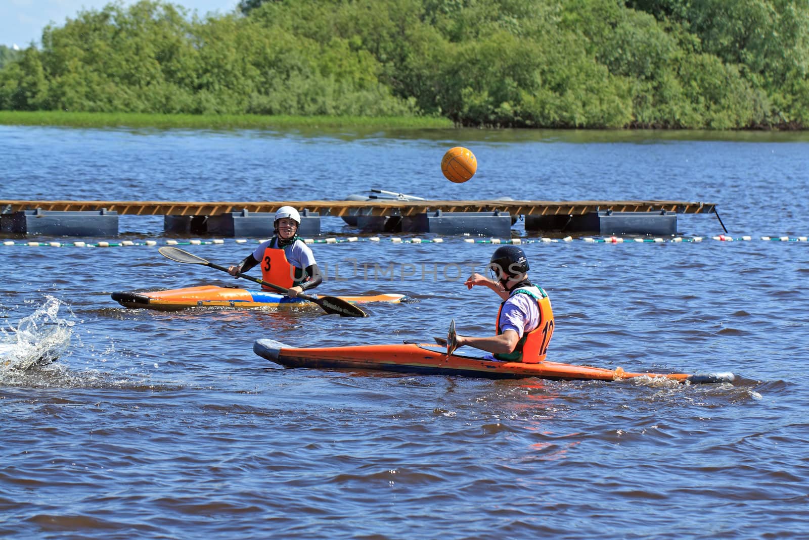 VELIKIJ NOVGOROD, RUSSIA - JUNE 10: The second stage of the Cup of Russia in canoe polo in Velikij Novgorod, Russia at June 10, 2012