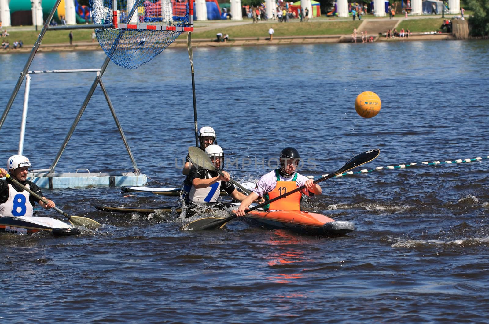 VELIKIJ NOVGOROD, RUSSIA - JUNE 10: The second stage of the Cup of Russia in canoe polo in Velikij Novgorod, Russia at June 10, 2012