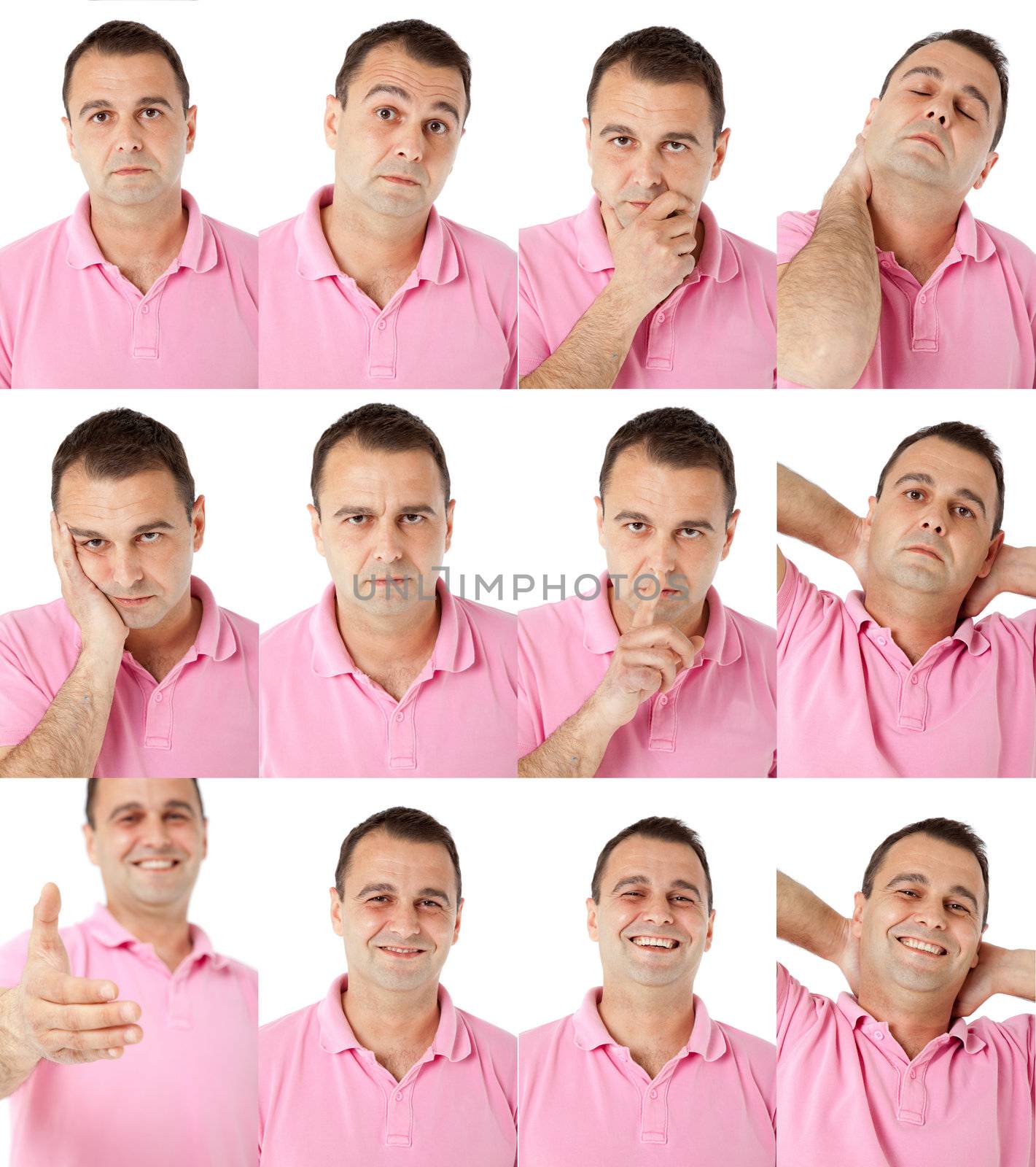 Male portrait different face expressions by vilevi