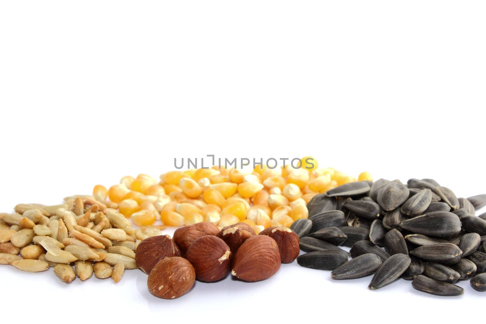 sunflower seeds, hazelnuts and some popcorn ingredients