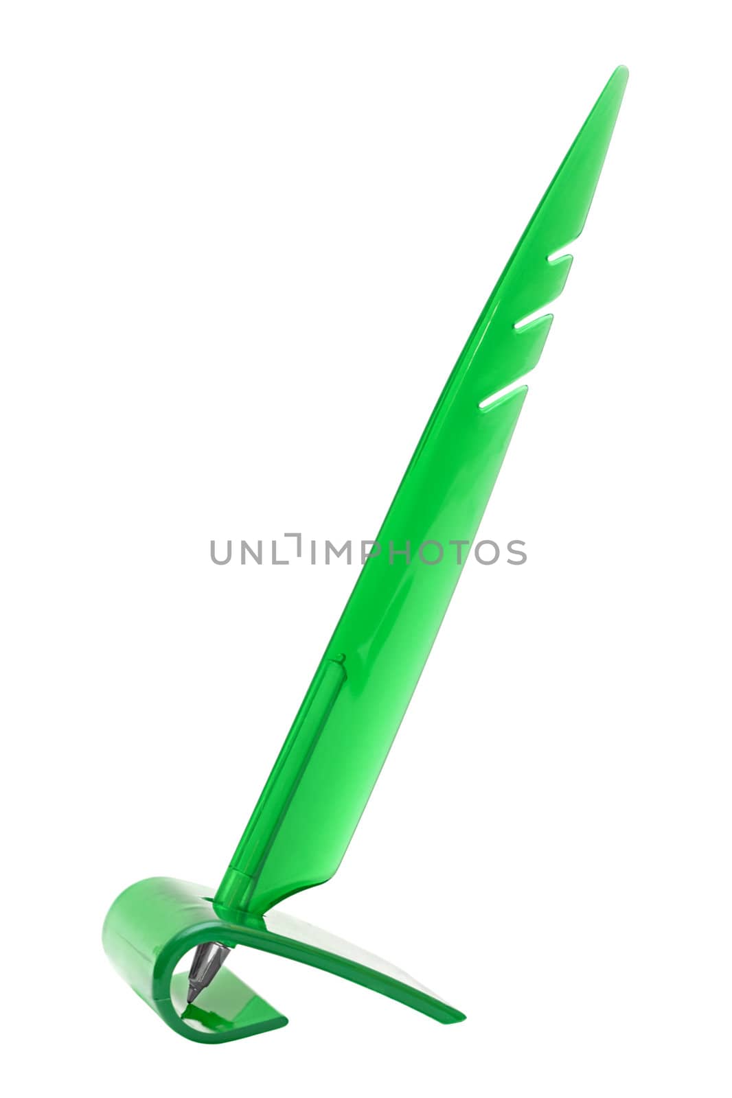 souvenir pen as a stylus on the stand isolated on a white background