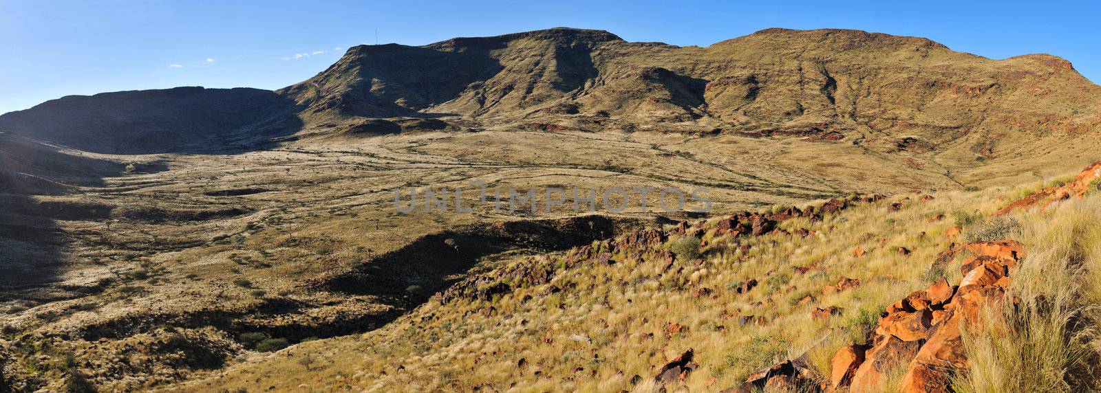 Panorama of the crater of the Brukkaros extinct volcana, Namibia from 5 separate photos 