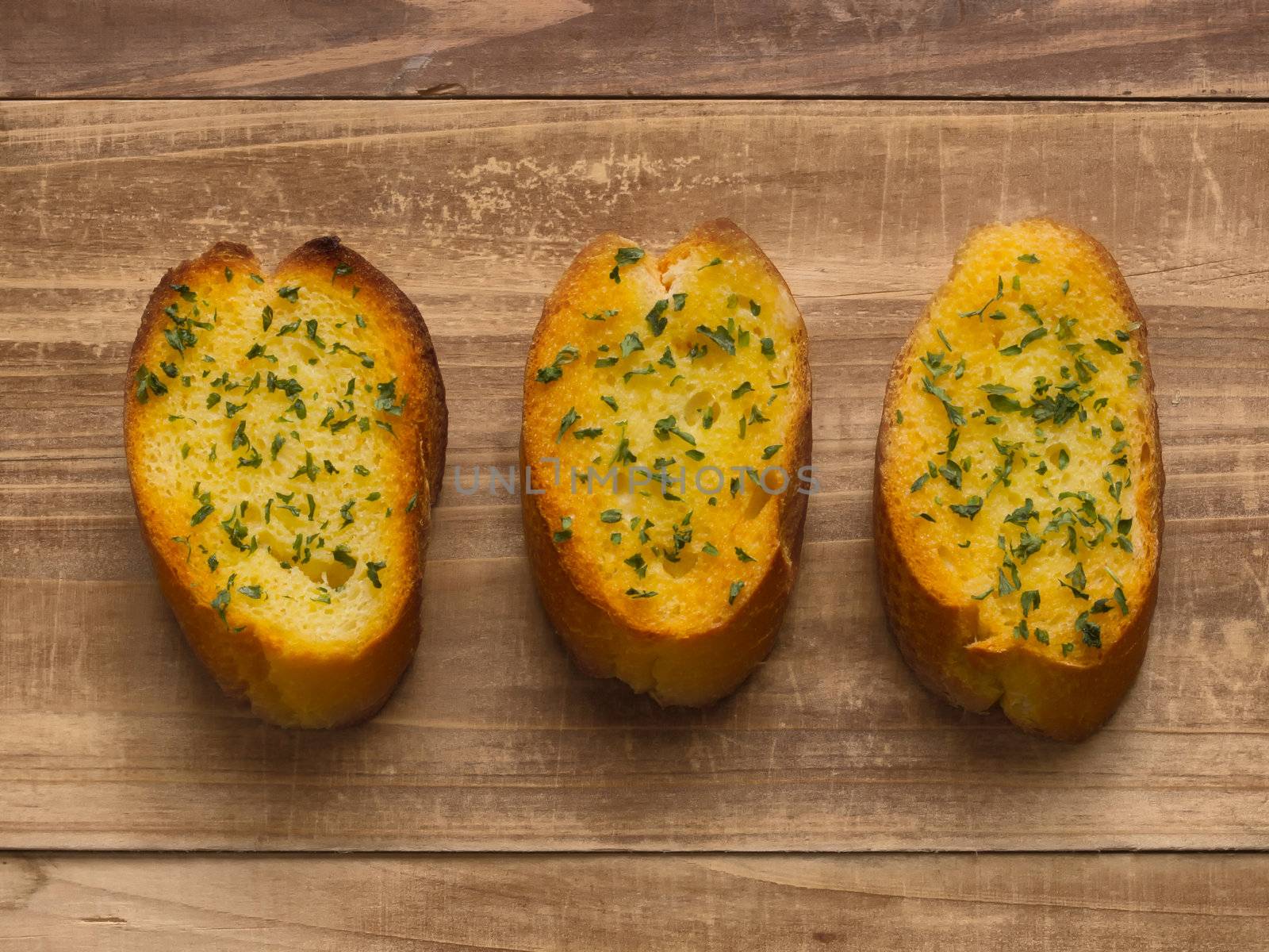 close up of freshly toasted garlic bread