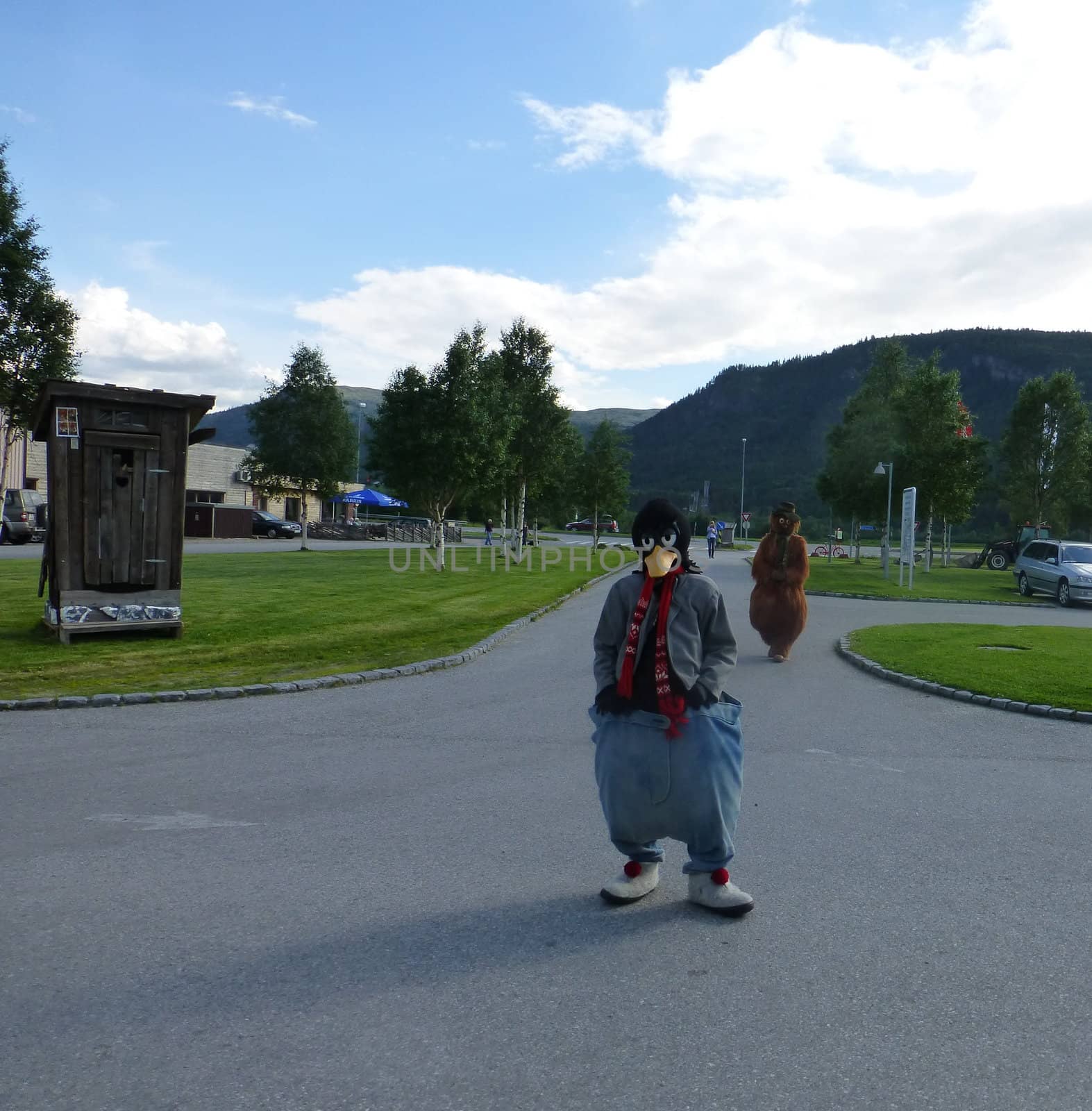 Solan and Ludvig in Alvdal. Two figures from famous Kjell Aukrusts animated film Il Tempo Gigante