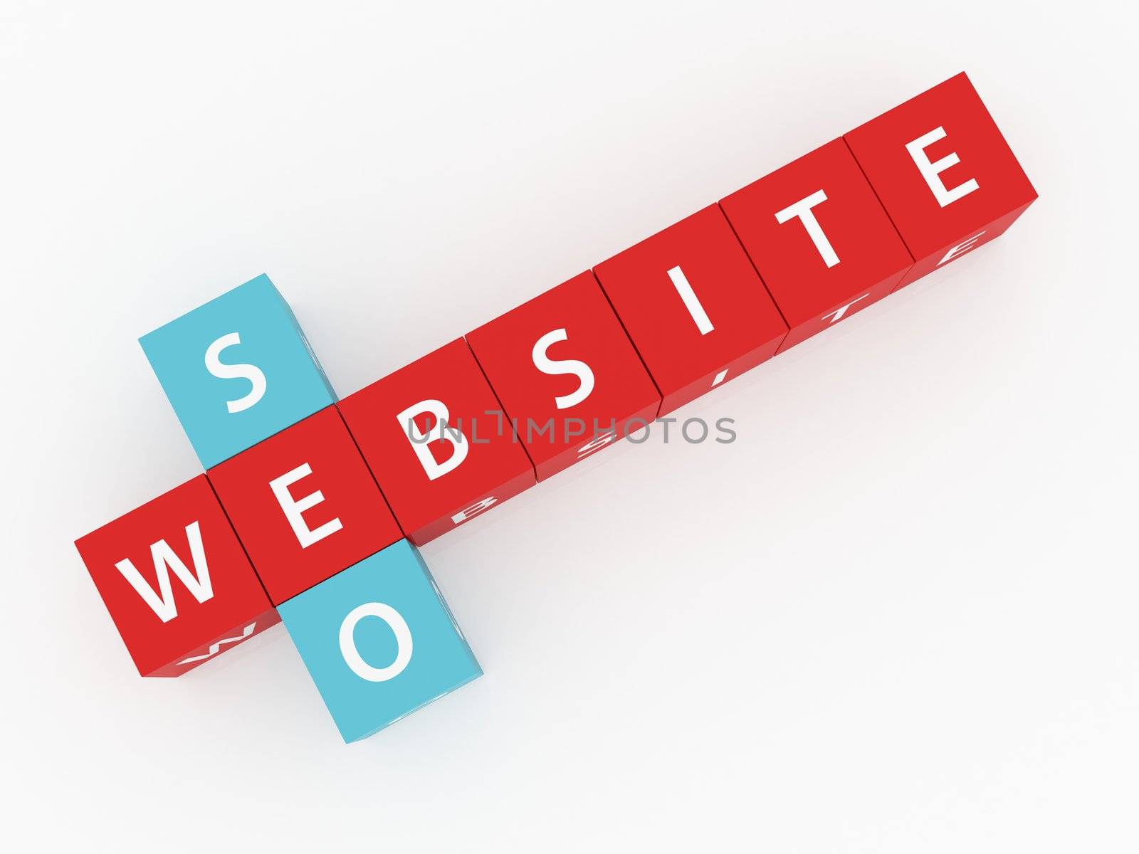 Website, seo crosswords on dices and white background.