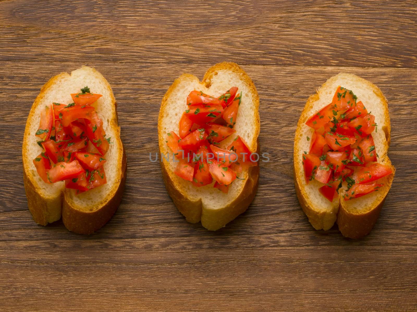 close up of italian bruschetta bread