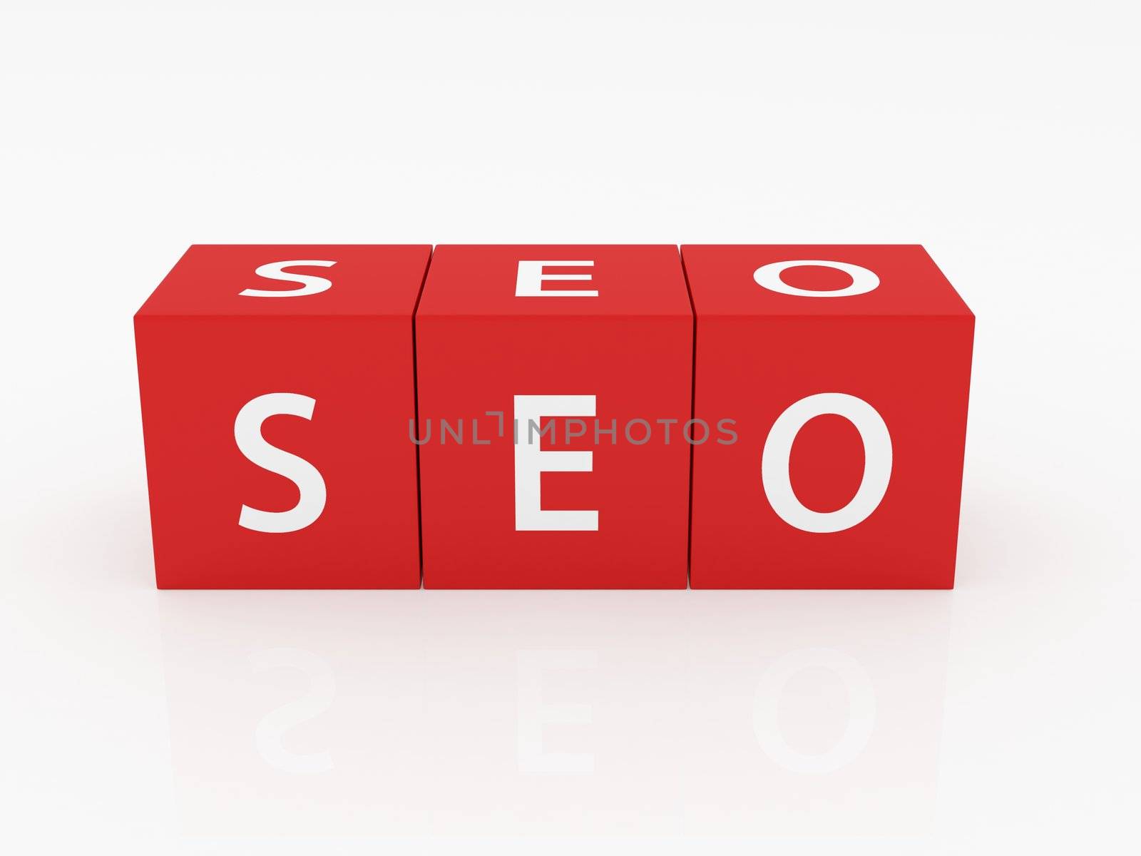 Seo blocks on dices and white background.