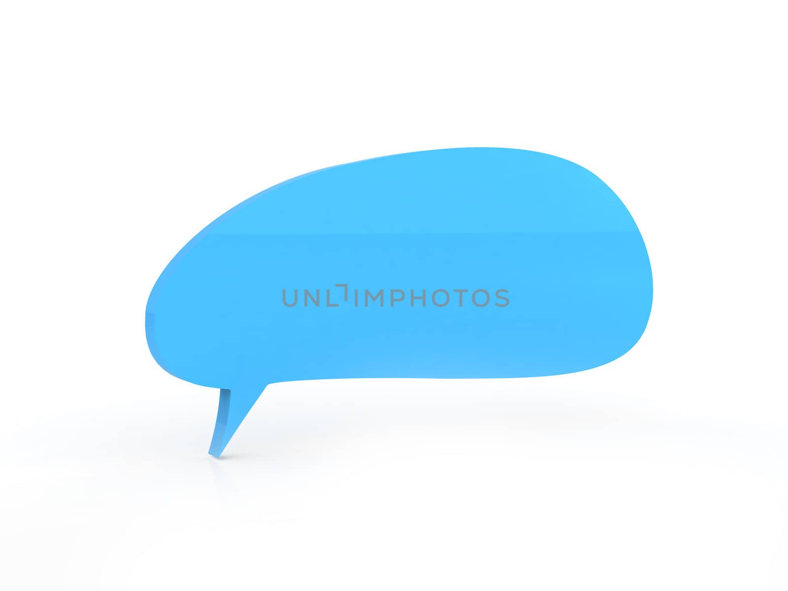 Blue speech bubble for social media, three dimesional shape.