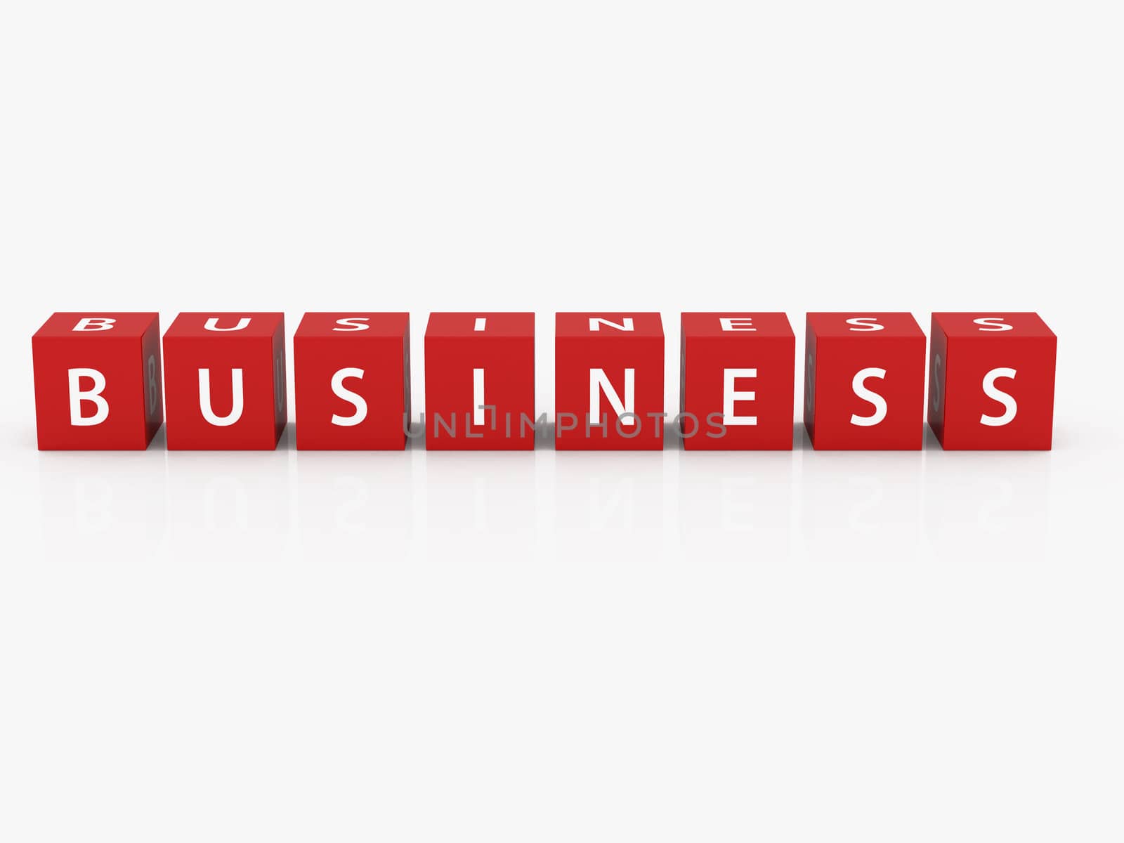 Business letters in red, square blocks on white background.