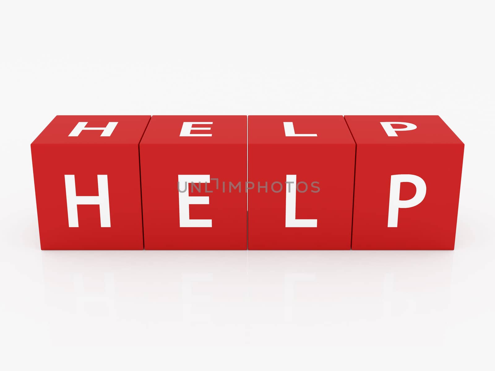 Help letters in red blocks on white background.