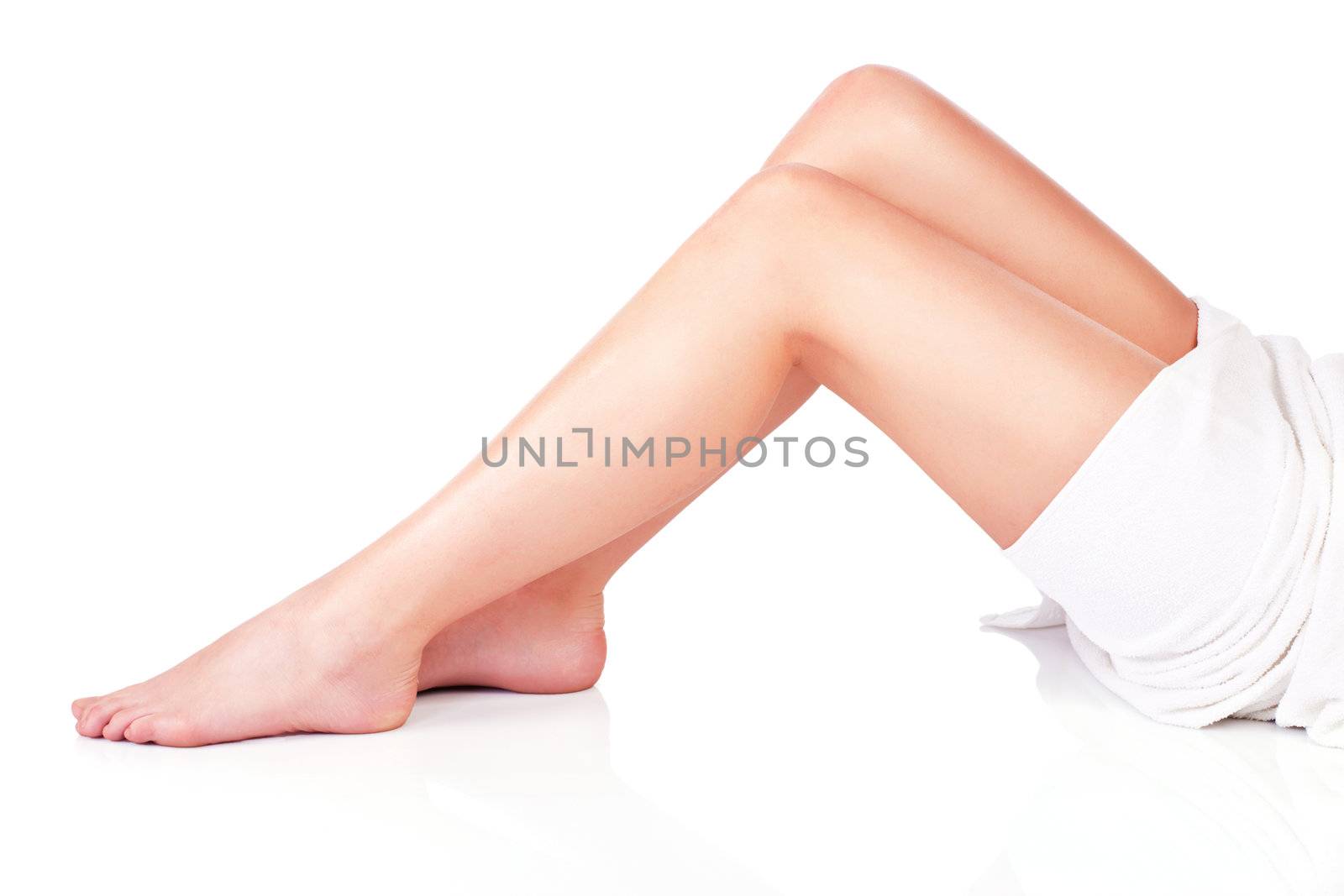 legs of young woman, isolate on white background. Health concept