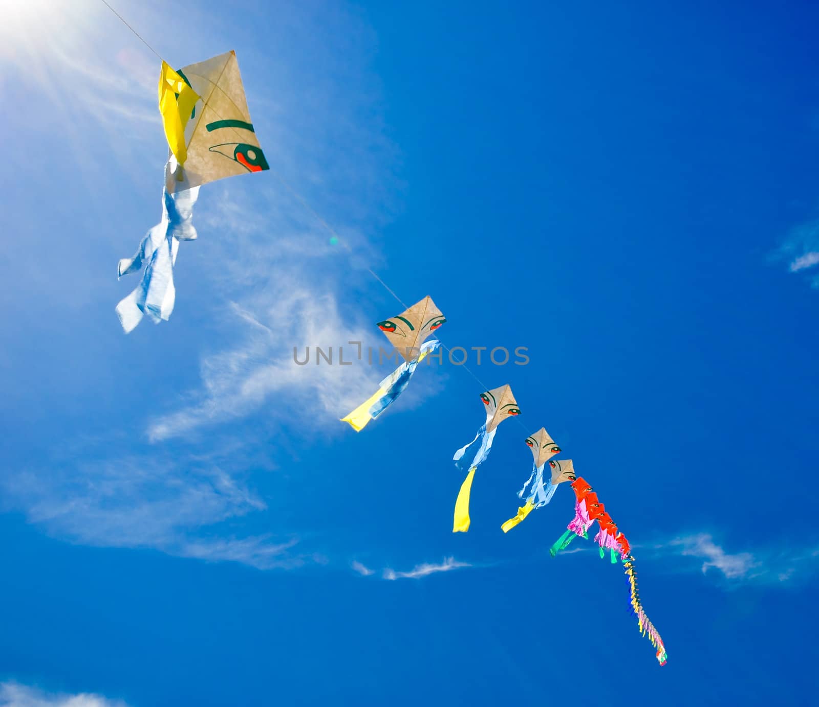 colorful of kites in the blue sky