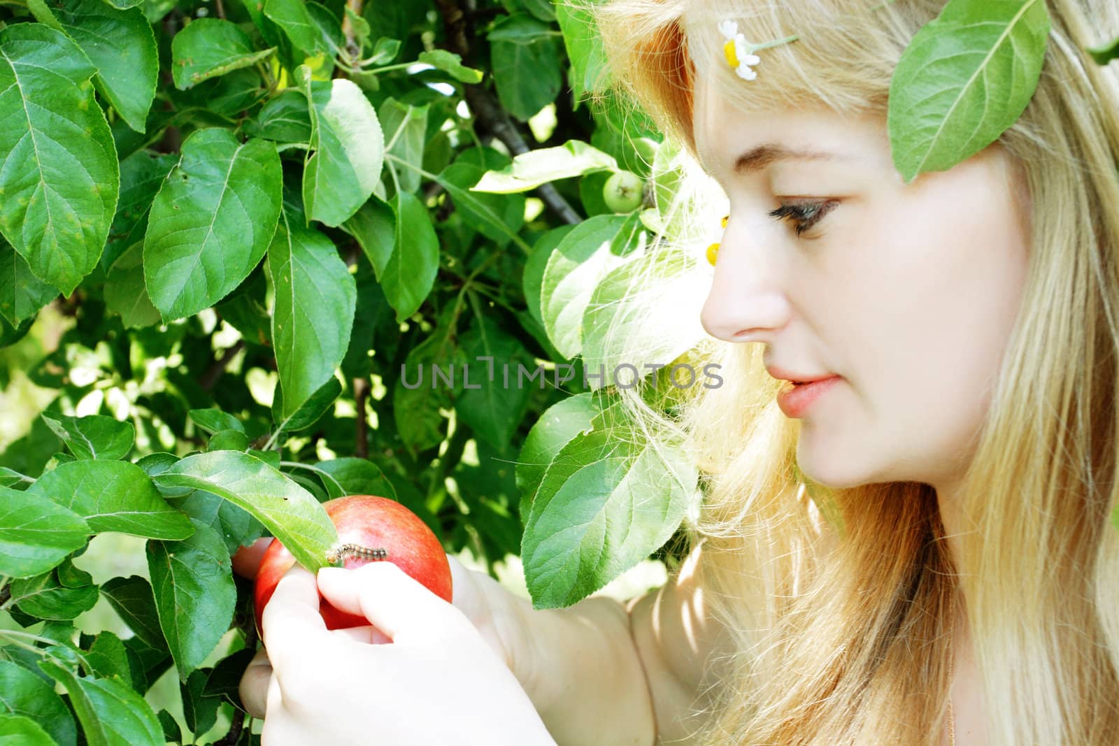 portrait of the girl with apple