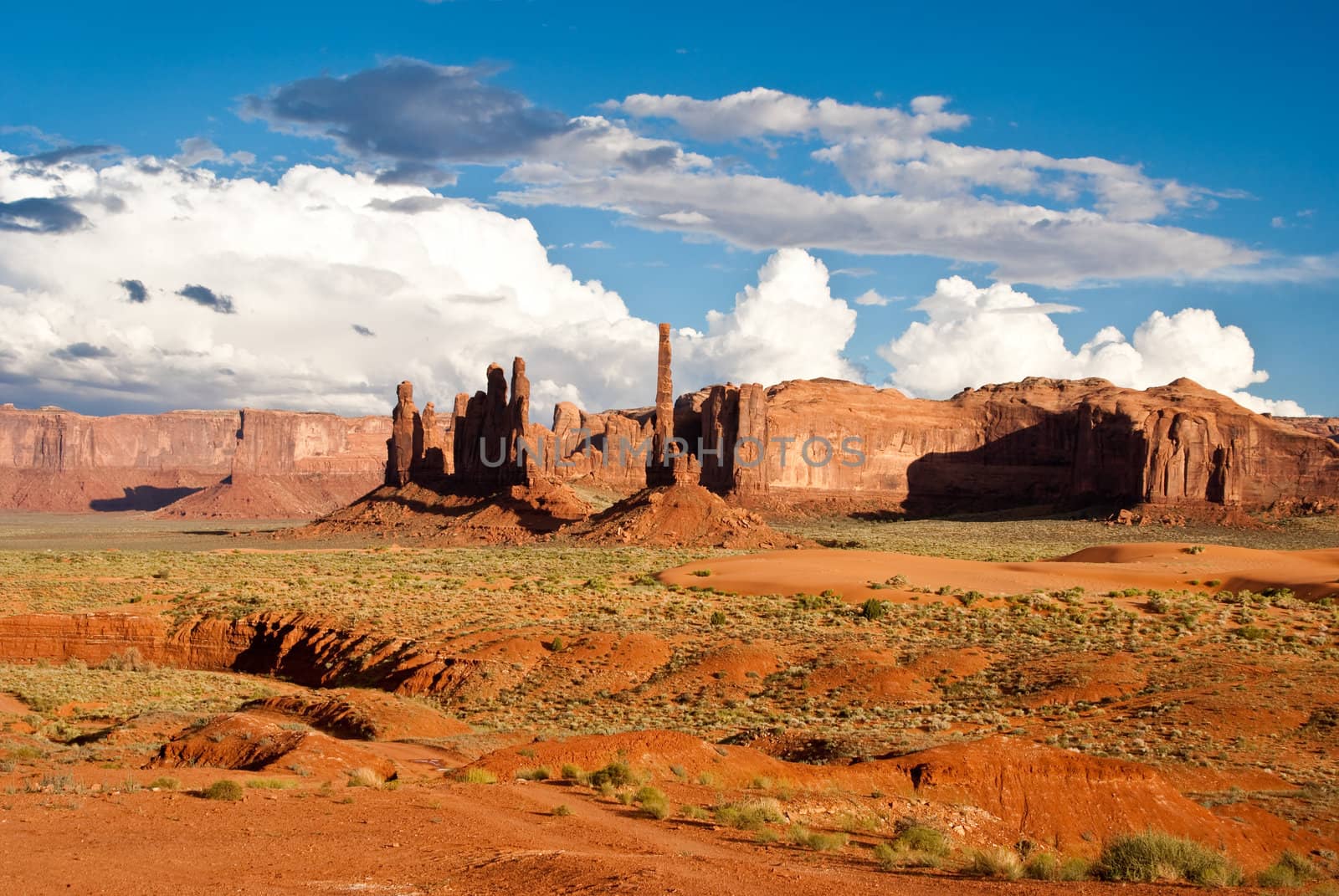 Storm Clouds over Chimney pillars at Monument Valley by emattil