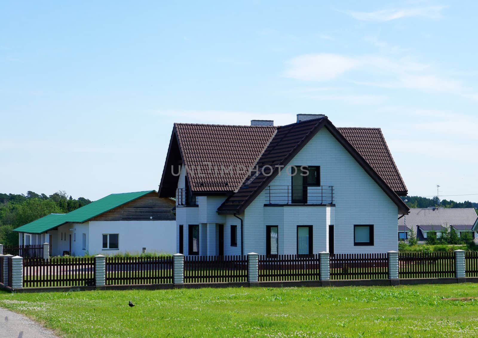 Modern house with a porch made of forest