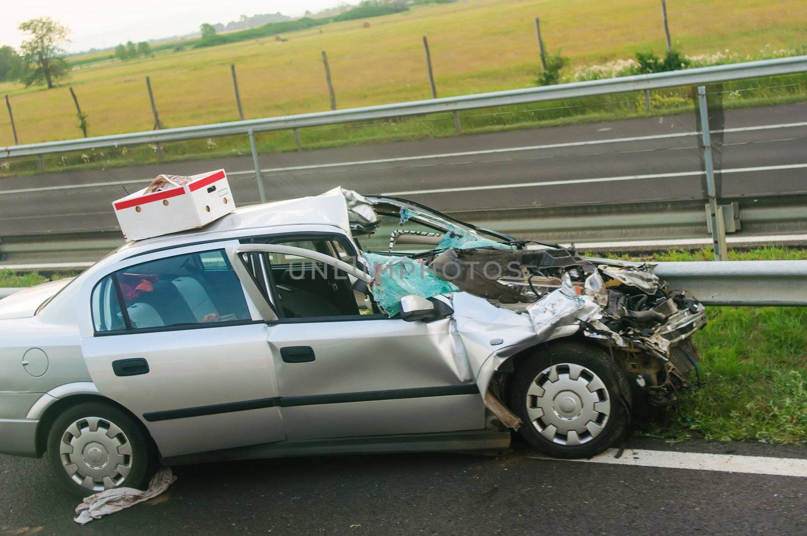 car crash accident on a European road 