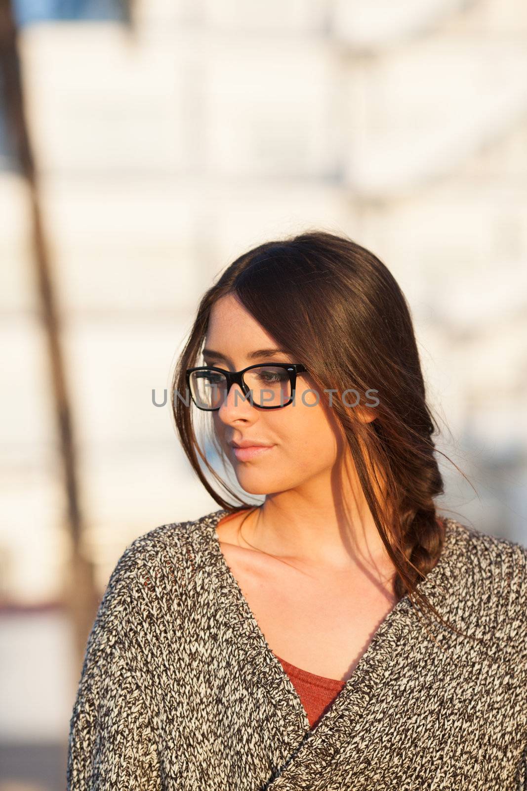 young beautiful student with glasses by Lcrespi