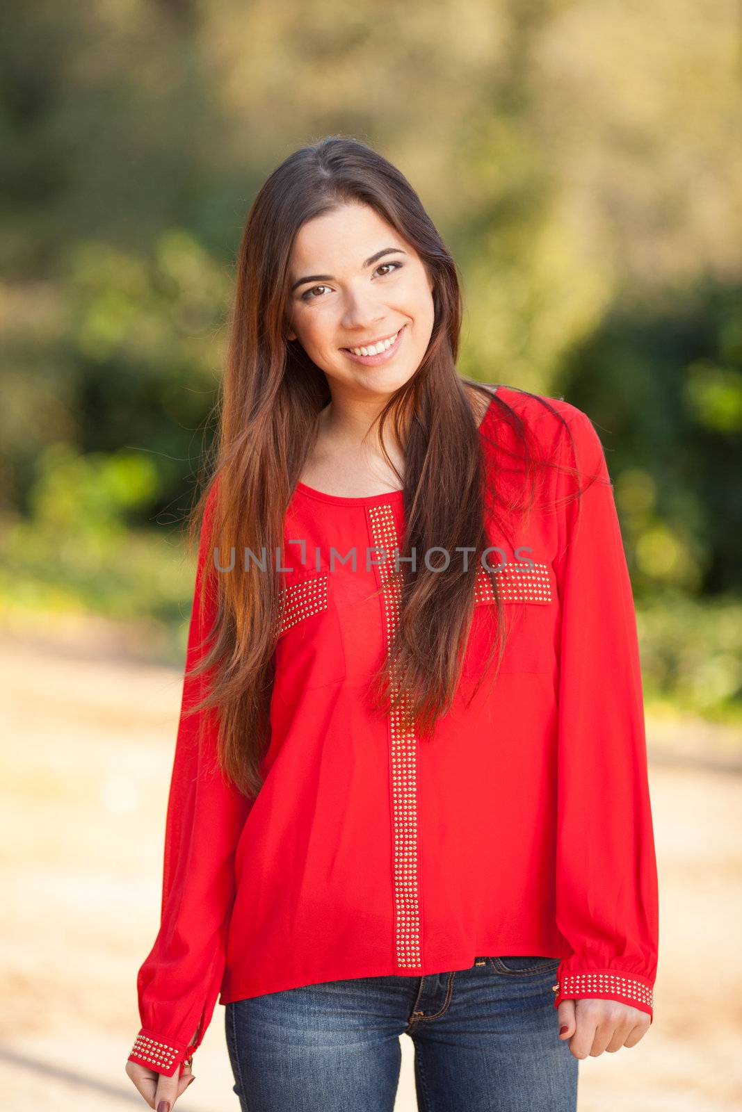 young beautiful young woman portrait on sunny day