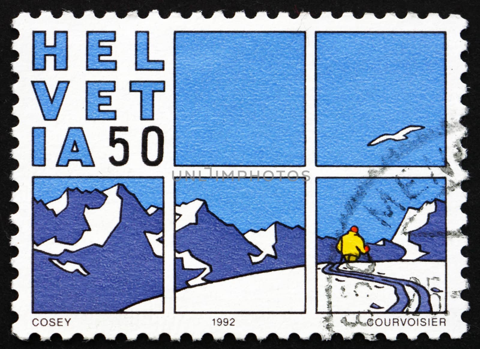 SWITZERLAND - CIRCA 1992: a stamp printed in the Switzerland shows Comic strip, Cosey, Switzerland, circa 1992