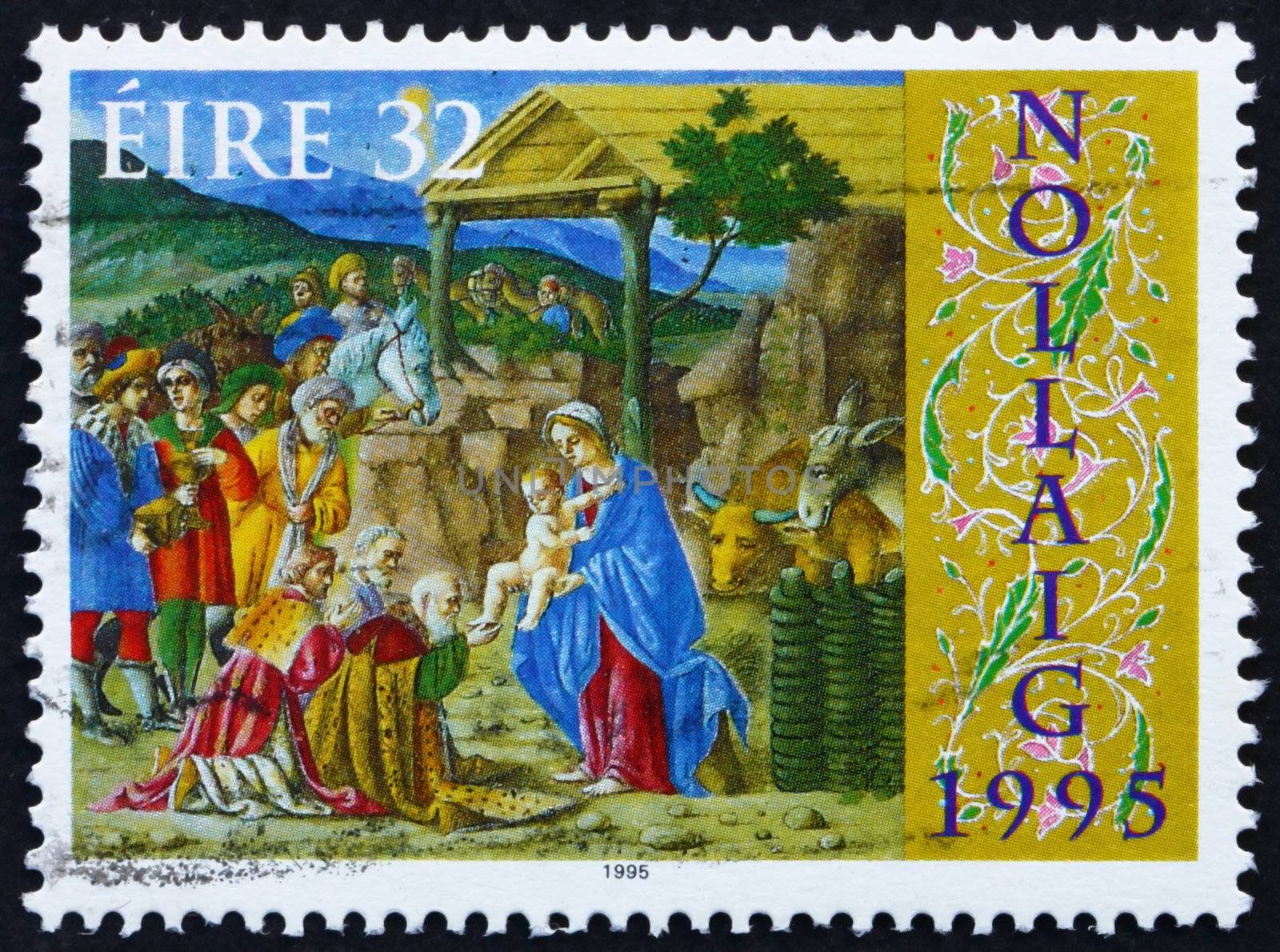 IRELAND - CIRCA 1995: a stamp printed in the Ireland shows Adoration of the Magi, Christmas, circa 1995