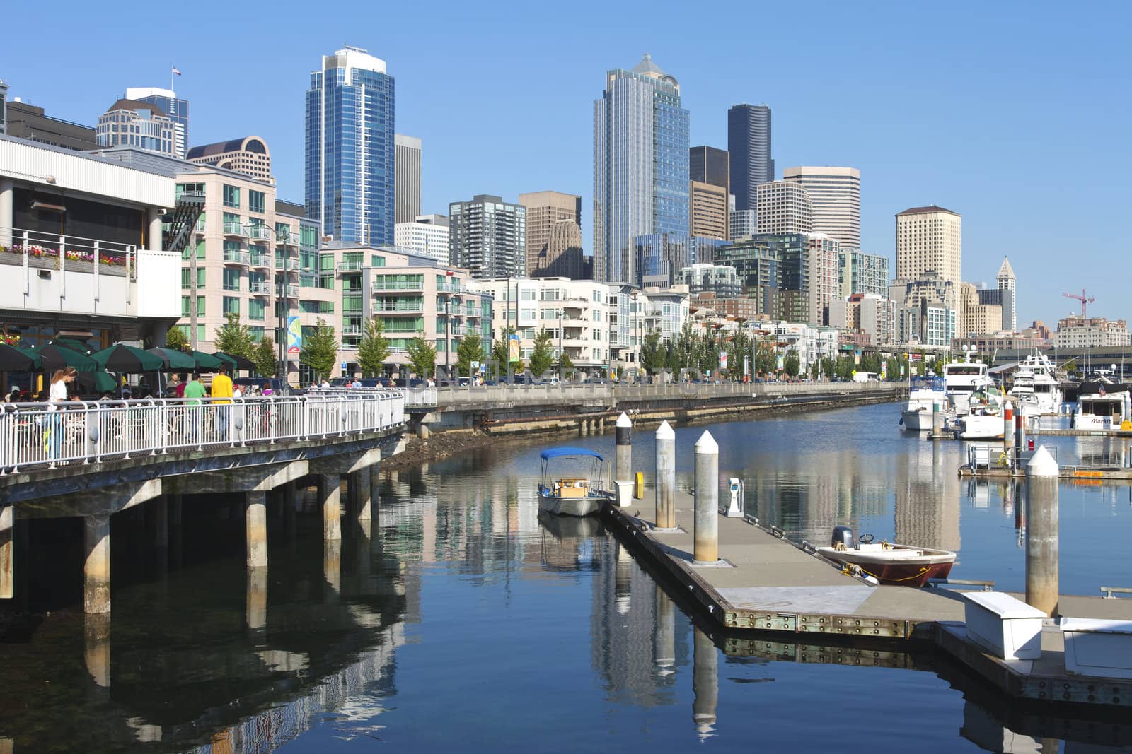 Pier 66 marina, Seattle skyline. by Rigucci