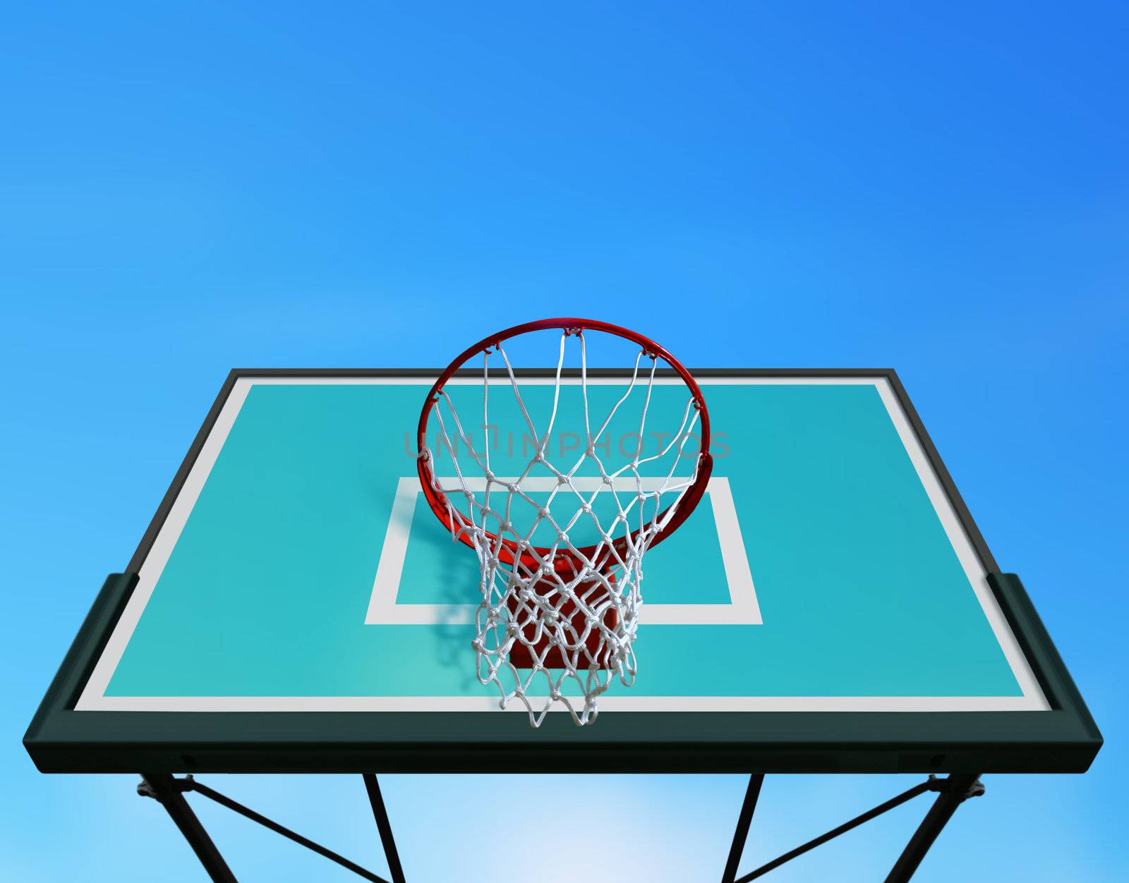 Basketball board on sky background