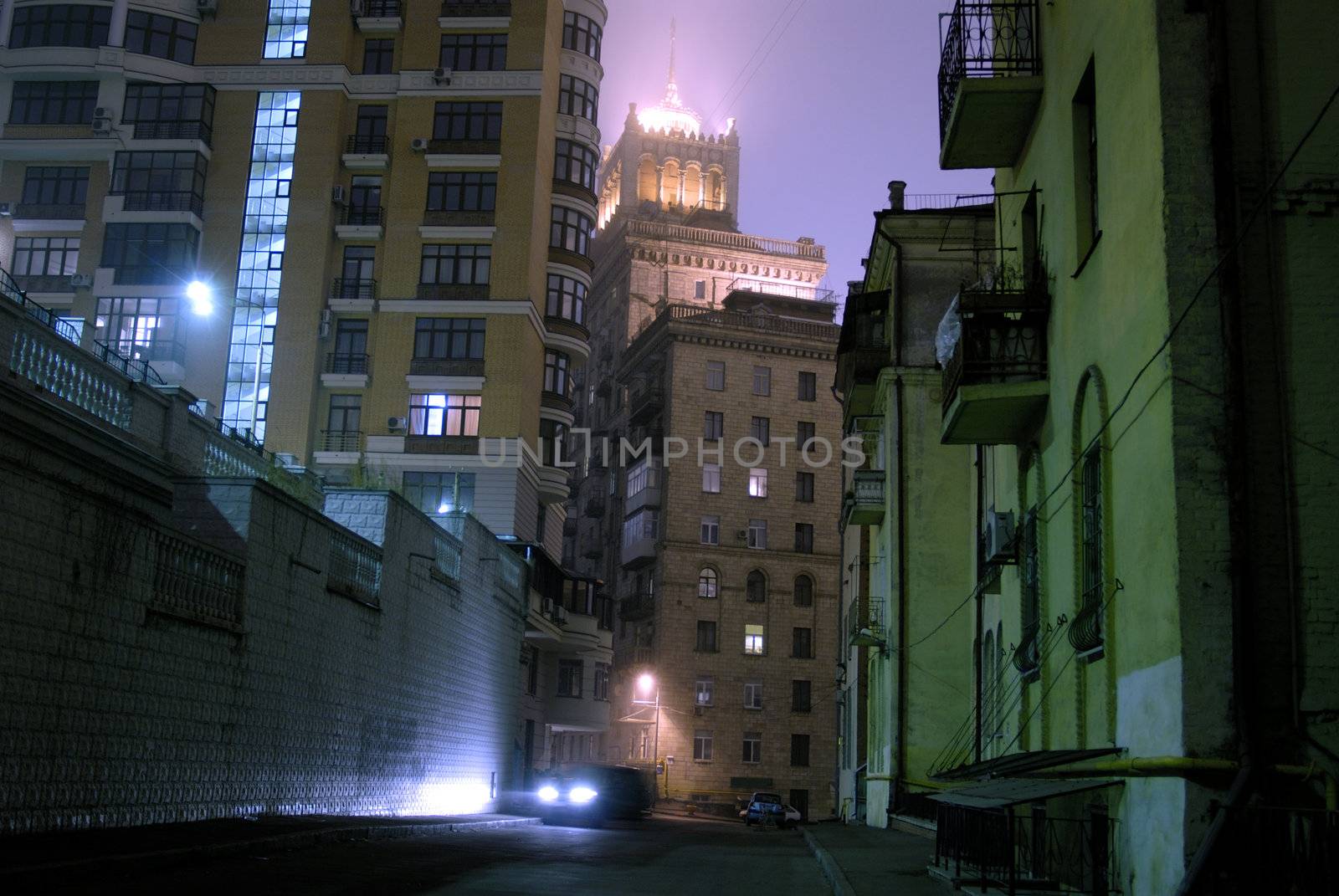 dark street on the old European city