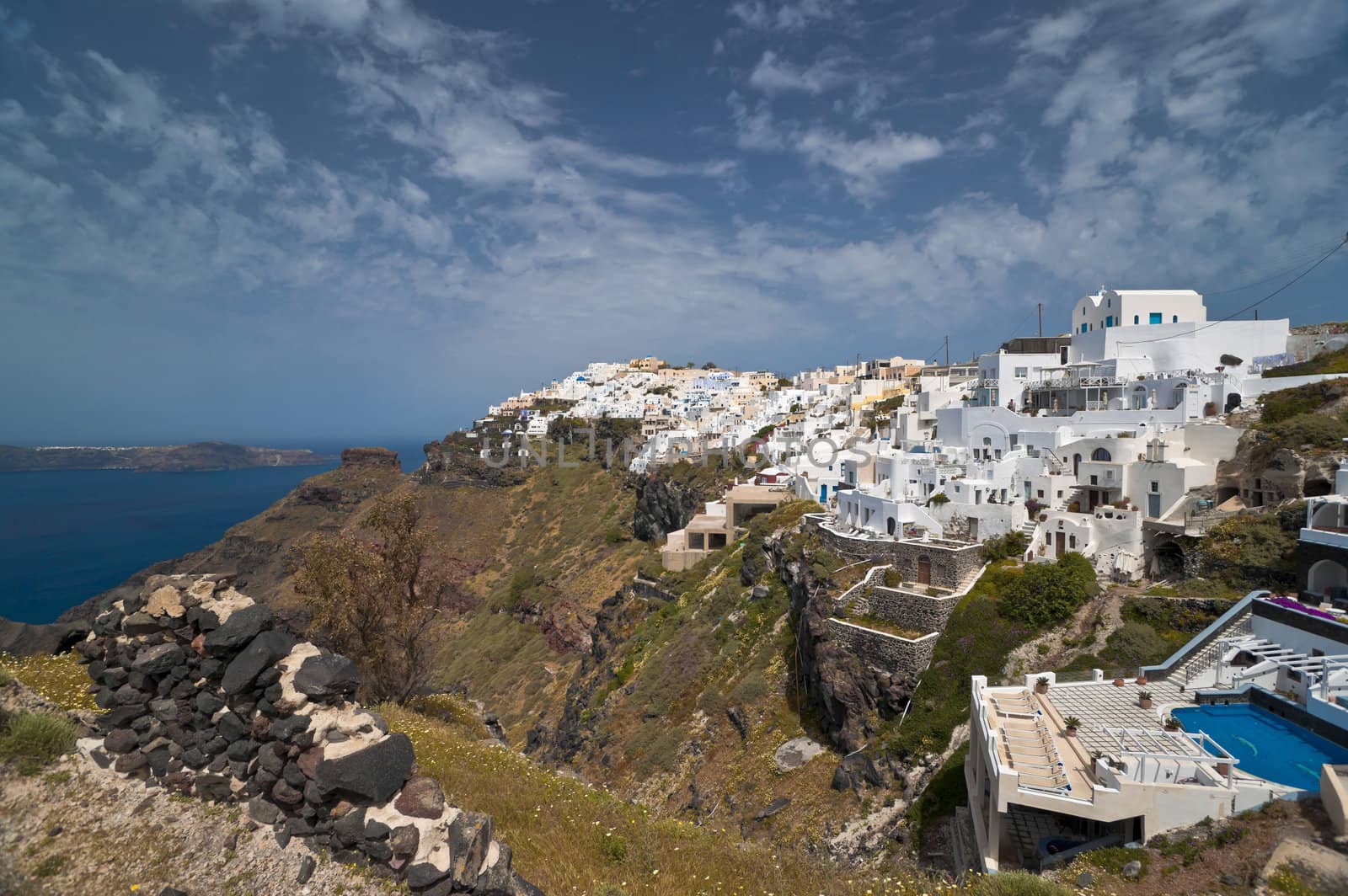 Imerovigli view with tipical Cyclades architecture in Santorini island