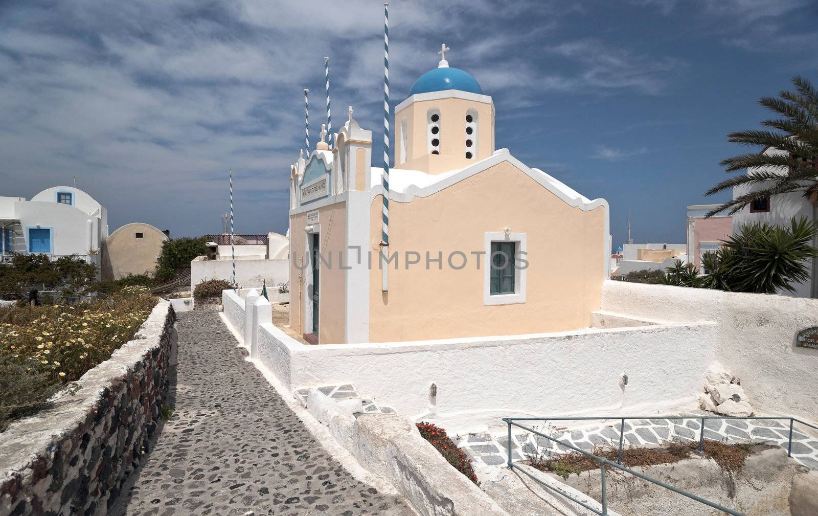 Small Greek church in Santorini island