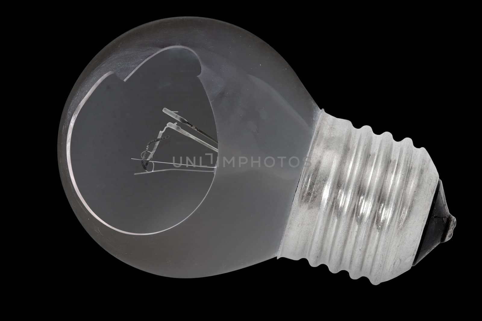 Shattered light bulb, isolated on a black background