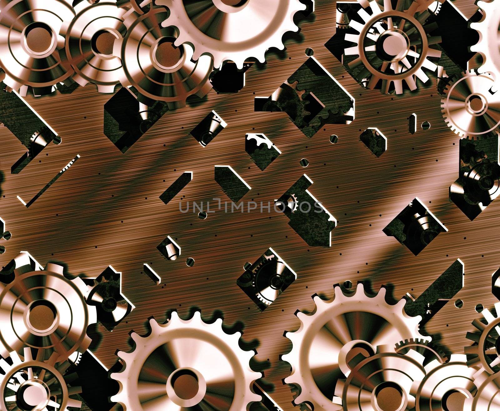 illustration of steampunk inspired cogs and clockwork