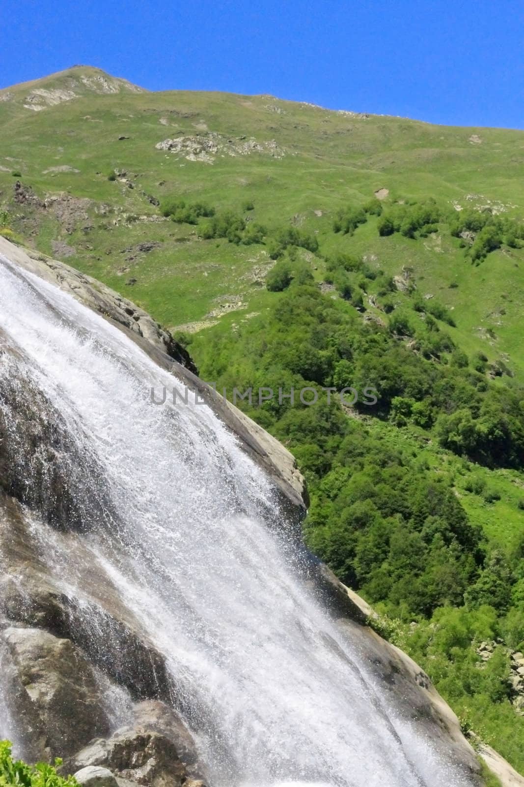 Alibek waterfall. Dombay mountains. The Northern Caucas
