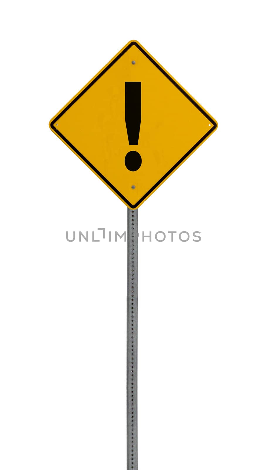  exclamation !- Yellow road warning sign by jeremywhat