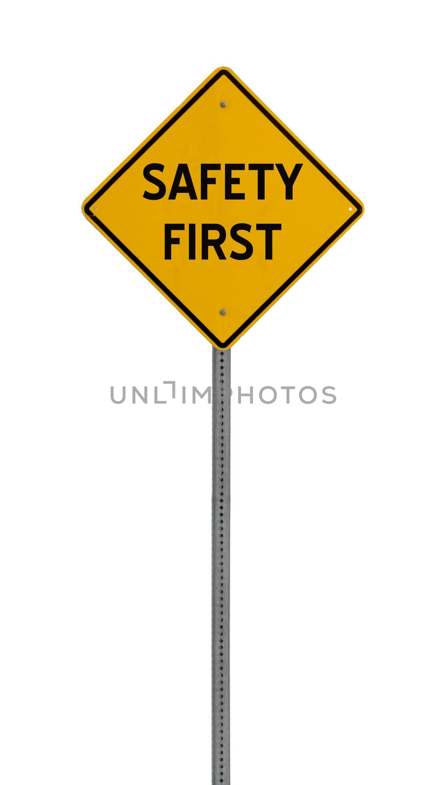 safety first - Yellow road warning sign by jeremywhat
