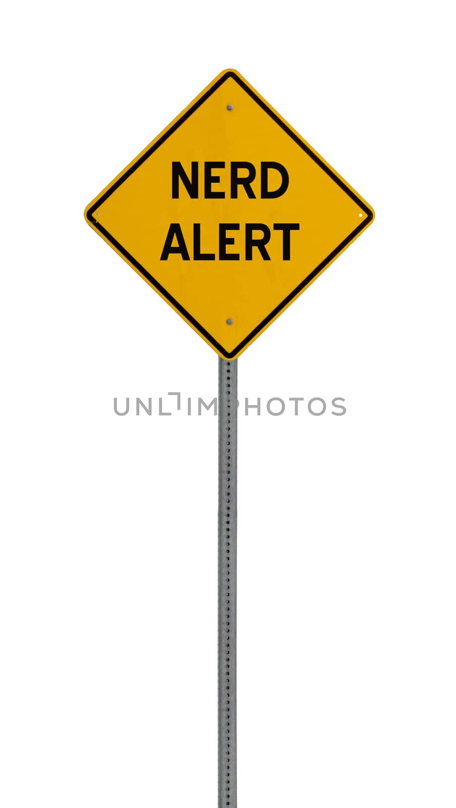 nerd alert - Yellow road warning sign by jeremywhat