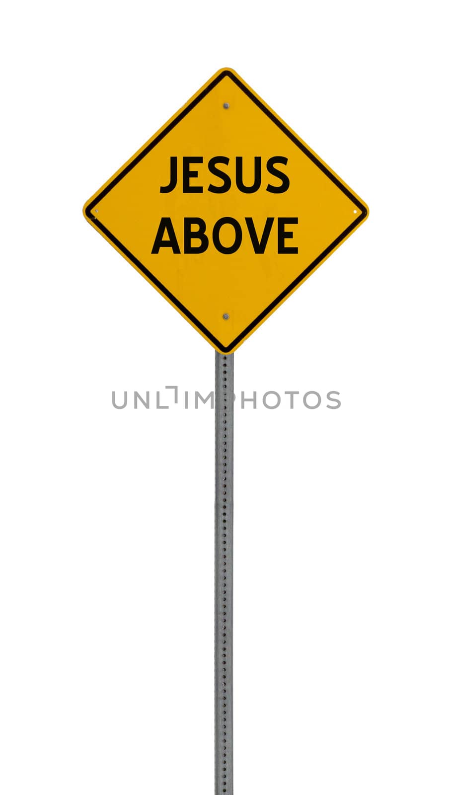 jesus above - Yellow road warning sign by jeremywhat