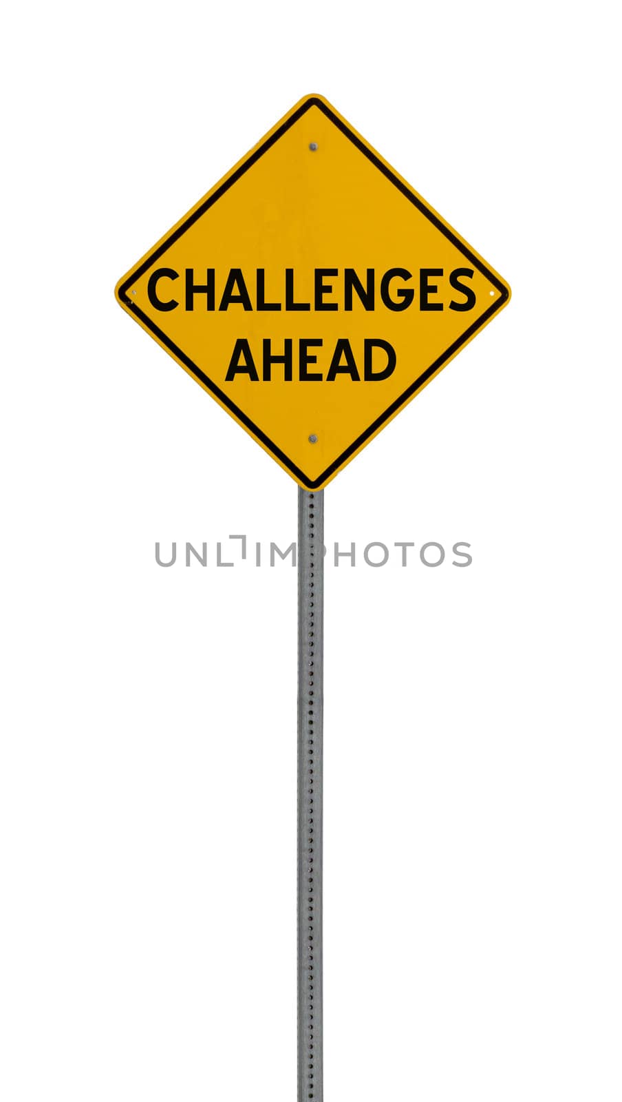 challenges ahead - Yellow road warning sign by jeremywhat