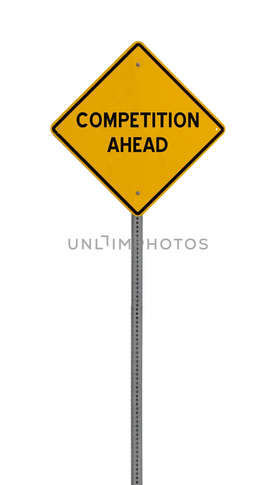 competition ahead - Yellow road warning sign by jeremywhat