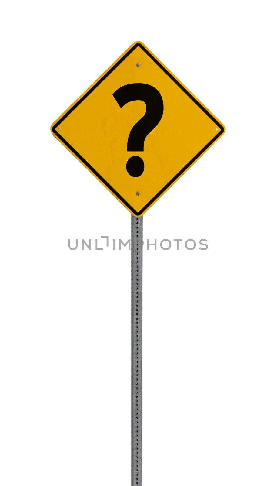 question ? - Yellow road warning sign by jeremywhat