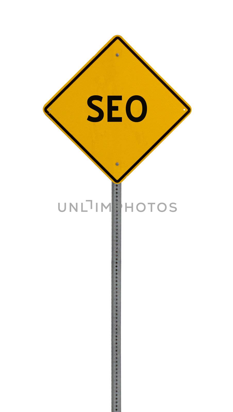 seo search engine - Yellow road warning sign by jeremywhat