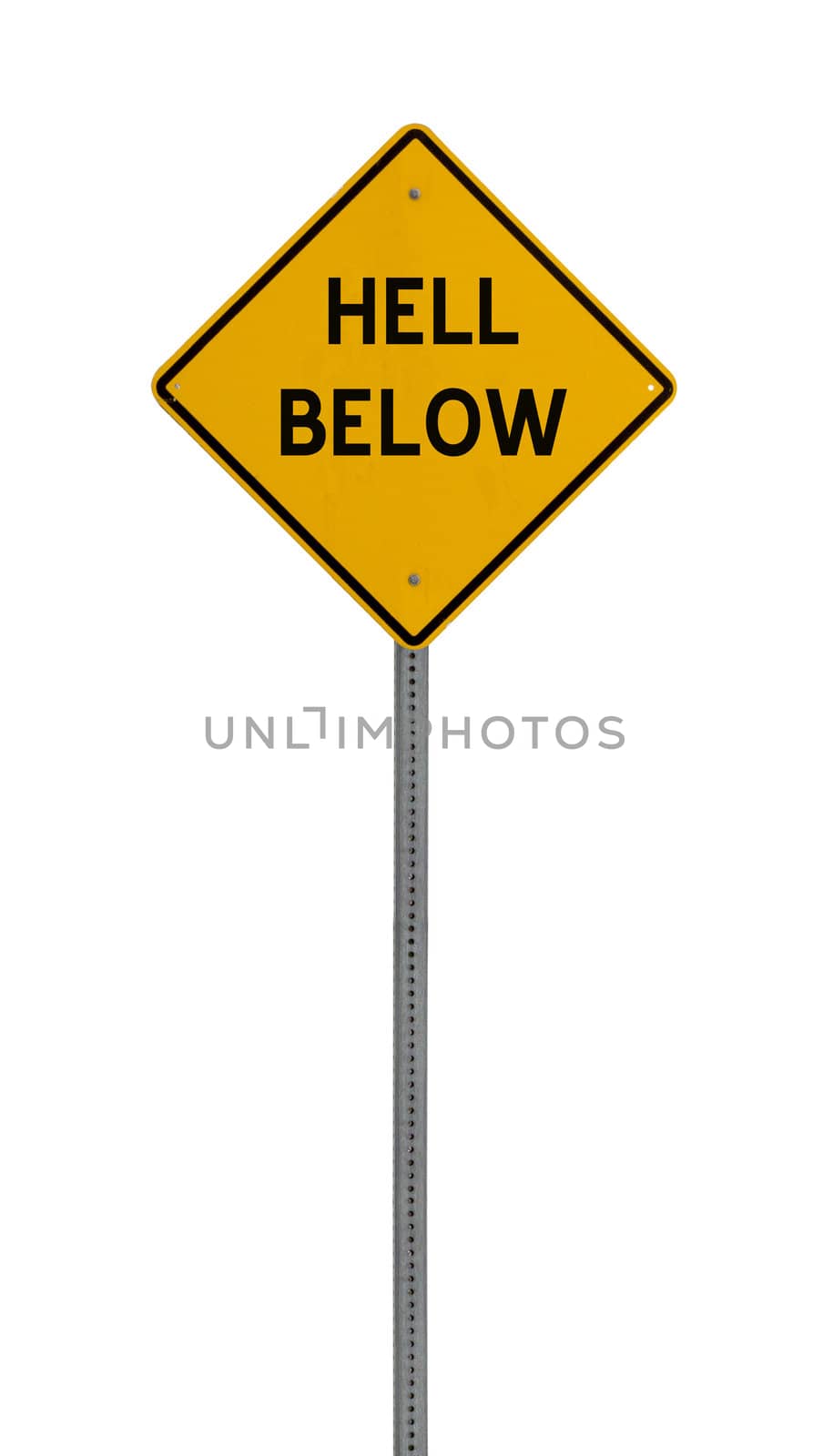 hell below - Yellow road warning sign by jeremywhat